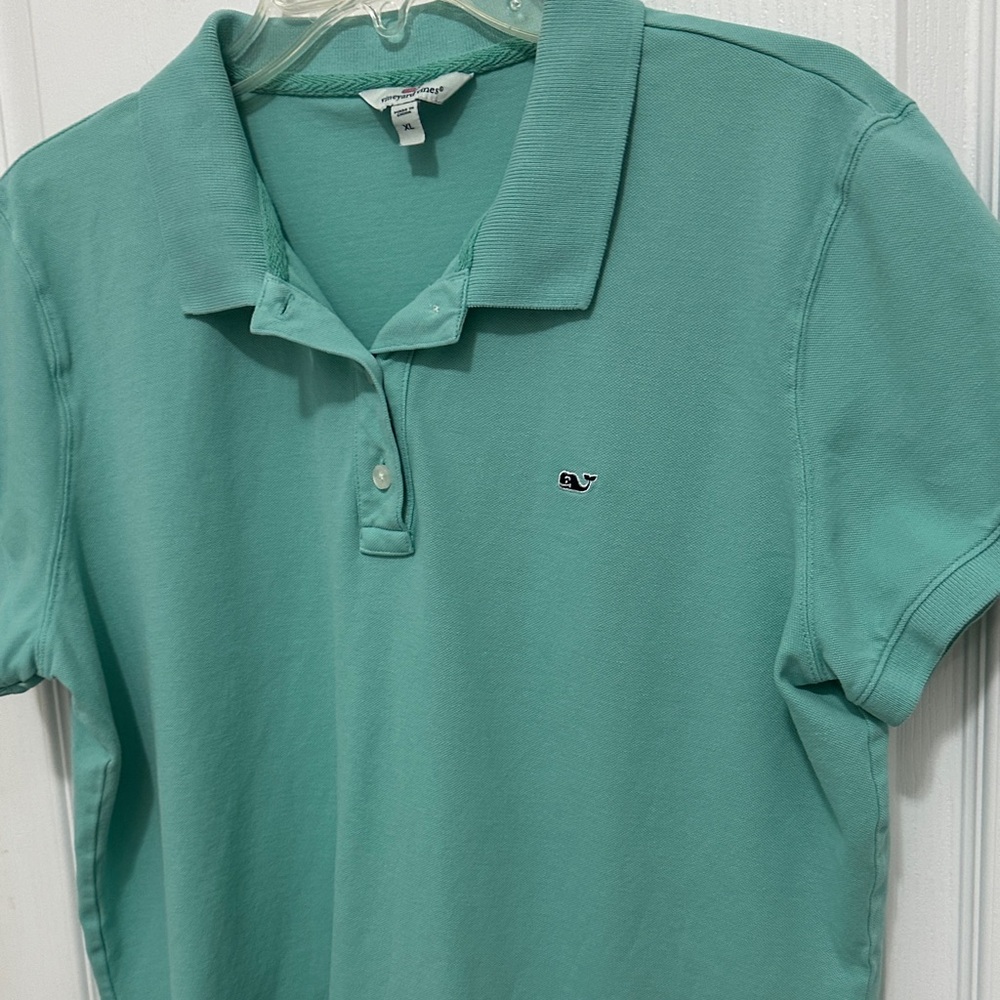 Women's Aqua Green Polo Shirt Size XL - Picture 4 of 7